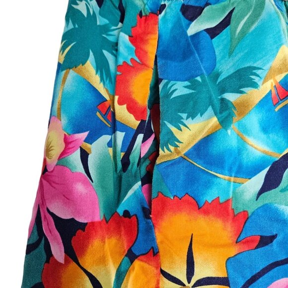 Vintage Hilo Hattie Shorts Size L Tropical Floral 90s 2000s Pull On Hawaii Made - Picture 4 of 4